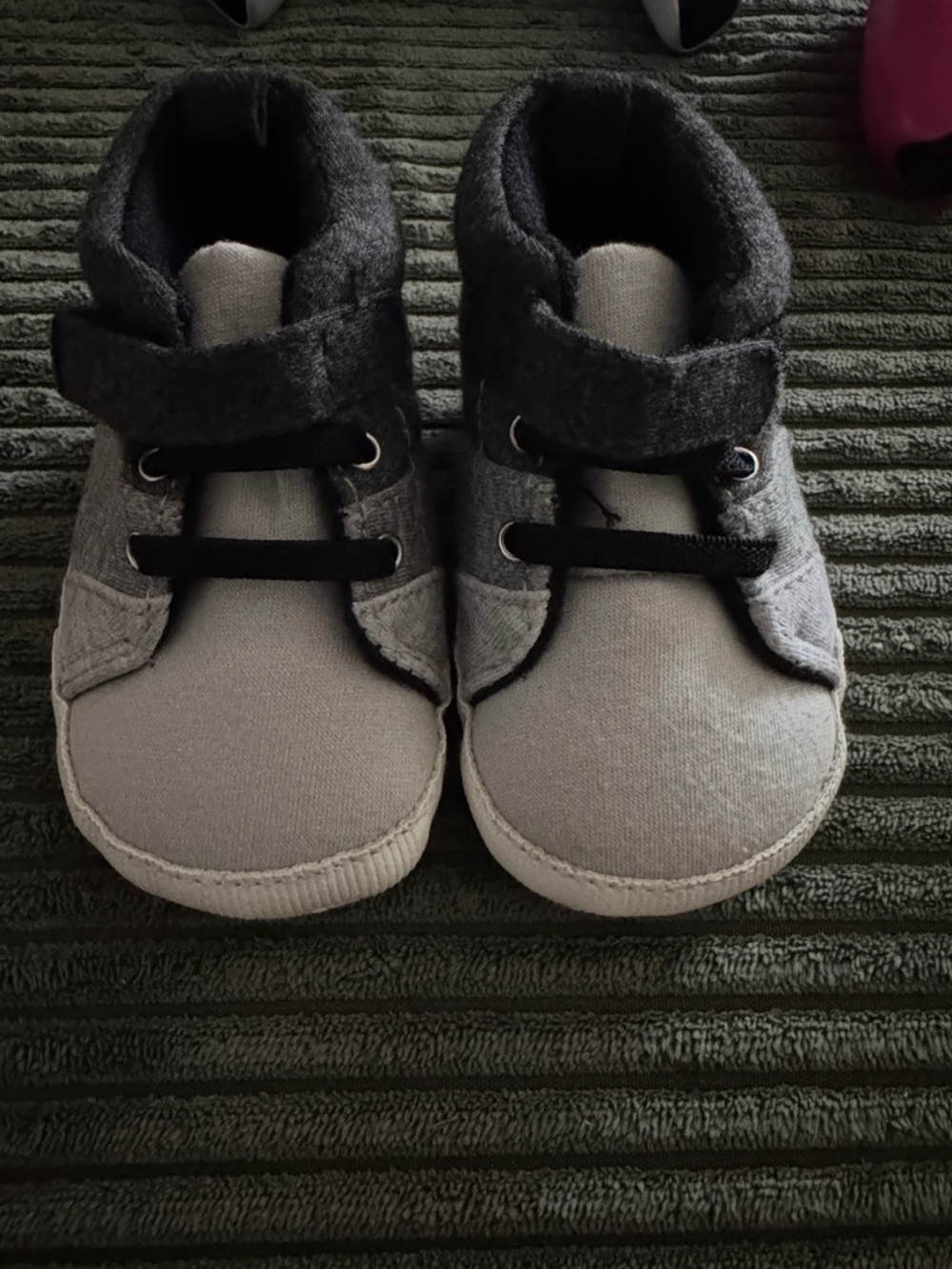 Gray Baby & Walker High-Top Sneakers with Hook-and-Loop Strap
